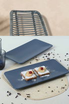 Set platouri servire, Keramika, 275KRM1931, Ceramica , Nu absoarbe apa, Albastru