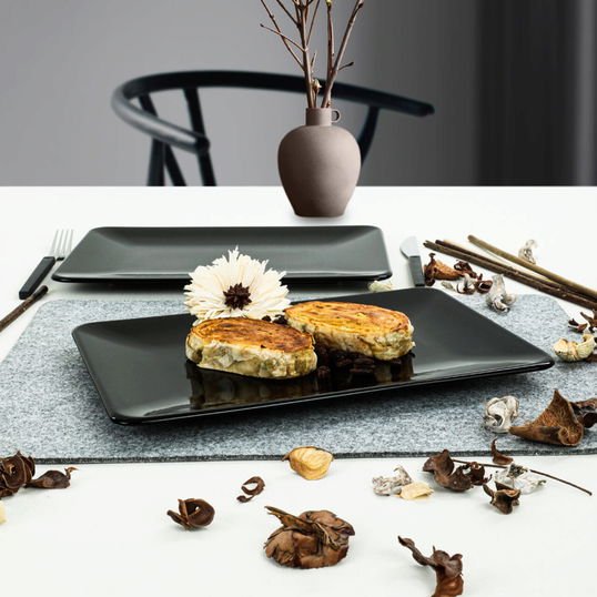 Set platouri servire, Keramika, 275KRM1686, Ceramica , Dimensiune: 31 x 21 cm (2 bucăți), Negru