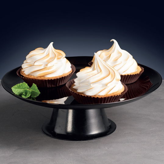 Platou cu picior pentru tort Lily, Ambition, 32 cm, sticla, negru