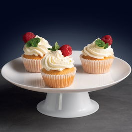 Platou cu picior pentru tort Lily, Ambition, 32 cm, sticla, alb