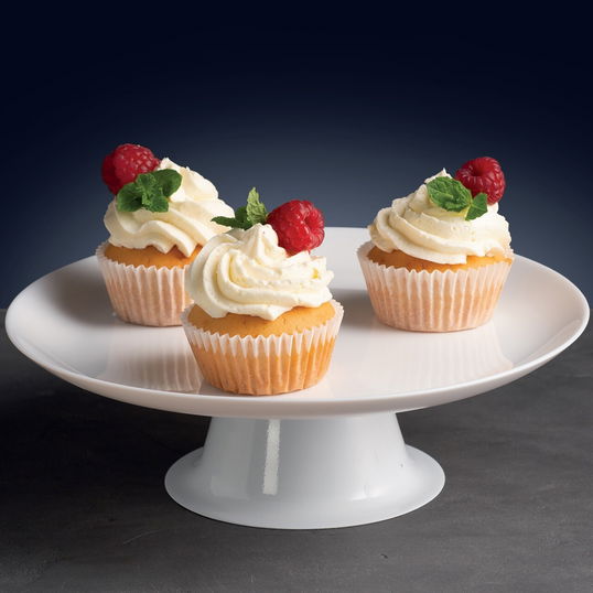 Platou cu picior pentru tort Lily, Ambition, 32 cm, sticla, alb