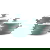 Set oale emailate 6 piese, Emalia Olkusz, 16 cm/18 cm/20 cm, 2 L/2.8 L/3.2 L, otel/sticla, verde