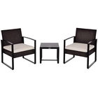 Set de mobilier de balcon Outsunny din Poliratan pentru 2 persoane, set de balcon cu perne Maro+Crem | Aosom Romania