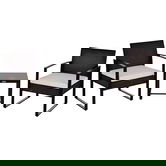 Set de mobilier de balcon Outsunny din Poliratan pentru 2 persoane, set de balcon cu perne Maro+Crem | Aosom Romania