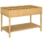 Outsunny Jardiniere pe picioare pătrată Potager cu raft dim. 110L x 46l x 76H cm 8 Compartimente & Insertii de irigare Lemn de Brad | Aosom Romania