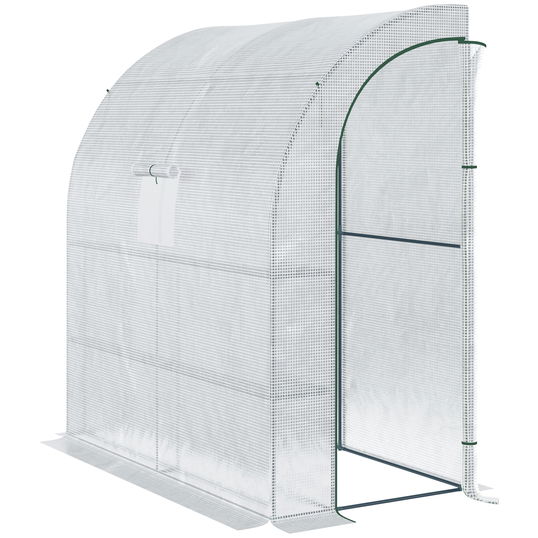 Outsunny Seră de grădină PE cu rafturi 3 nivele, seră de balcon, pânză consolidată 140 g/m², structură din oțel, 2 uși rulabile cu fermoar, pentru legume plante flori, 200 x 100 x 215 cm, alb | Aosom Romania