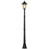 Outsunny Lampa de Gradina cu Celule Solare din Sticla Securizata, Iluminat Exterior 194 cm Inaltime, Lampa de Gradina cu 19 LED-uri 130 Lumen 3000K pentru Gradina, Decor Balcon, Negru | Aosom Romania