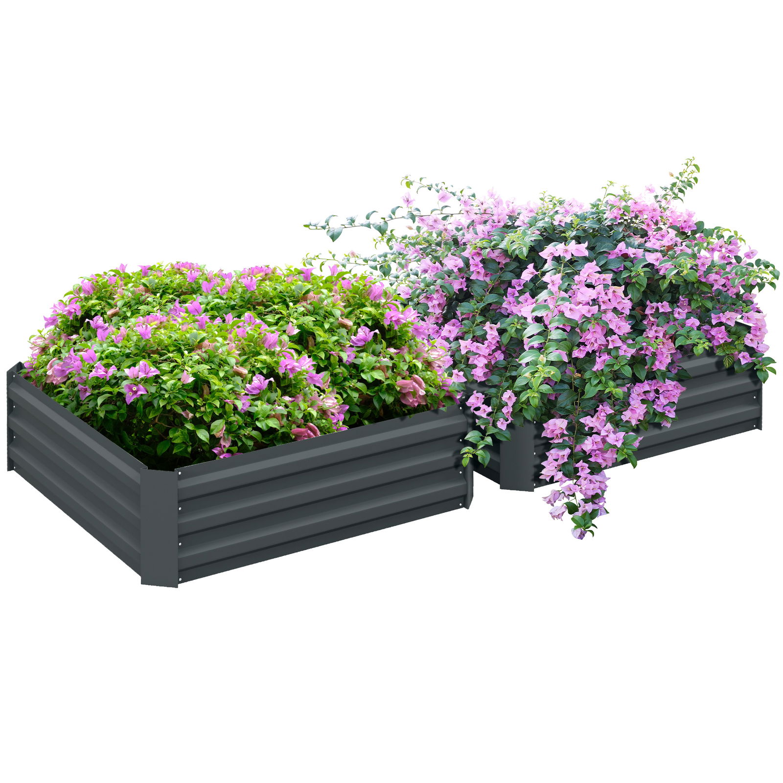 Outsunny Lot de 2 grădini pătrate de grădină dimensiune 100L x 100l x 30H cm oțel ondulat verde | Aosom Romania