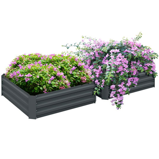 Outsunny Lot de 2 grădini pătrate de grădină dimensiune 100L x 100l x 30H cm oțel ondulat verde | Aosom Romania