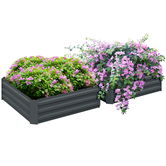 Outsunny Lot de 2 grădini pătrate de grădină dimensiune 100L x 100l x 30H cm oțel ondulat verde | Aosom Romania