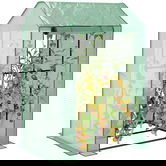 Outsunny Seră de grădină cu 2 spații și 2 uși cu role - 0,8 m² Seră pentru tomate dim. 1L x 0,8l x 1,5H m, Oțel și PE | Aosom Romania