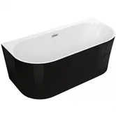 Cada freestanding semirotunda Spatio Sola acril 160x75 cm, negru lucios