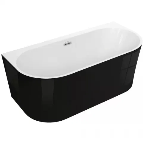 Cada freestanding semirotunda Spatio Sola acril 160x75 cm, negru lucios