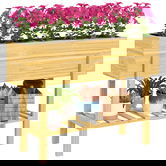 Outsunny Jardiniere pe picioare, gradina inalta pe picioare cu 2 gauri de drenaj din lemn 100 x 30 x 70,5 cm lemn natural | Aosom Romania