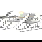 Outsunny Salon de jardin exterior 2 persoane, masă de grădină exterioară cu 2 scaune, 4 perne cadru din oțel gri | Aosom Romania