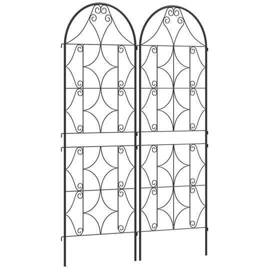 Outsunny Suport pentru plante cățărătoare cu model lot de 2 treic de grădină pentru vițe flori legume metal 50 x 150 cm negru | Aosom Romania