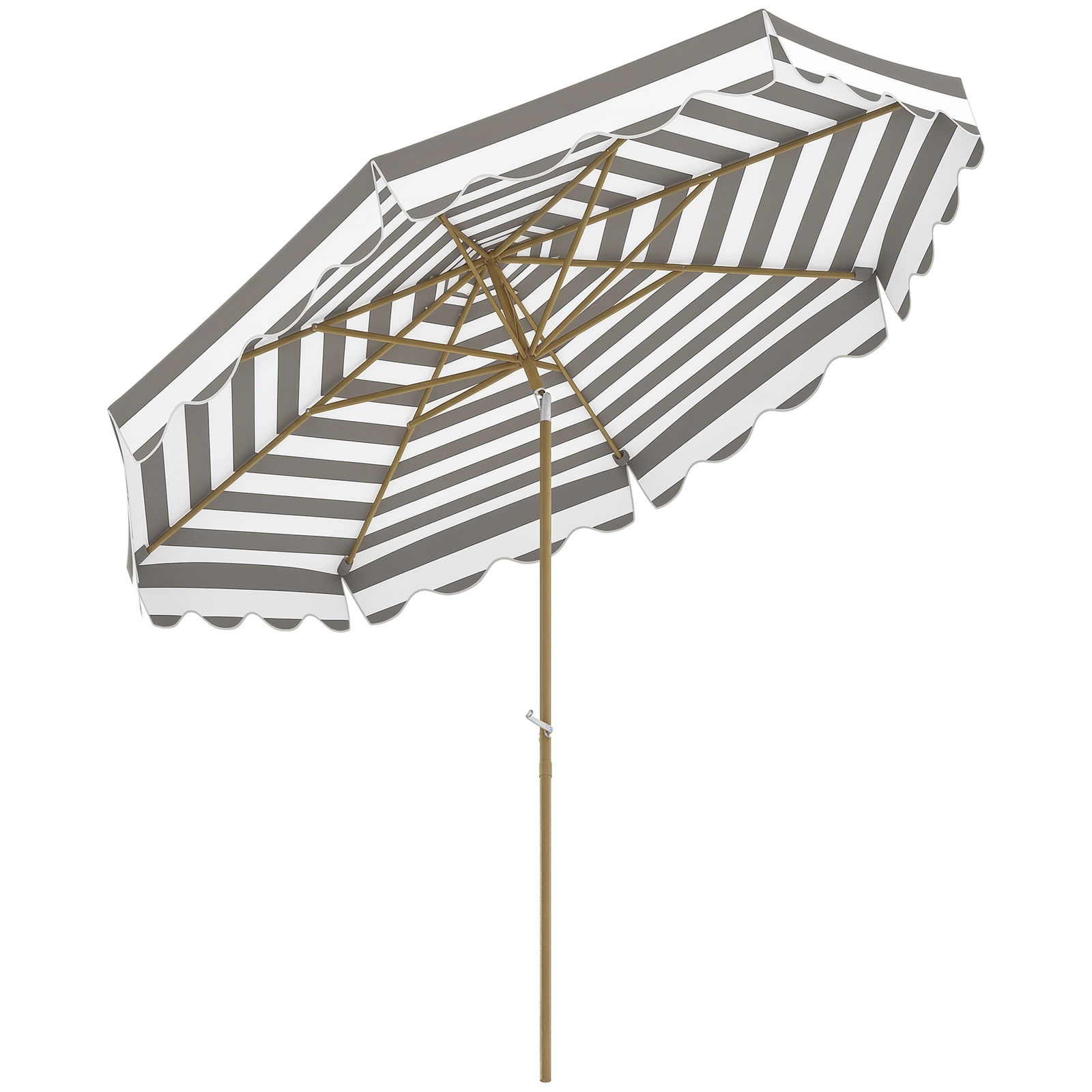Outsunny Umbrelă de gradina exterioară umbrelă înclinabilă octogonală cu manivelă material 180 g/m² Ø 2,7 x 2,4 m gri deschis | Aosom Romania
