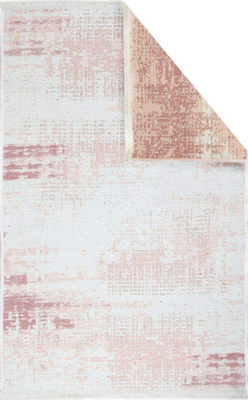 Covor Eko rezistent, NK 01 - Cream, Pink, 75x150 cm, 100% poliester, 75 x 150 cm