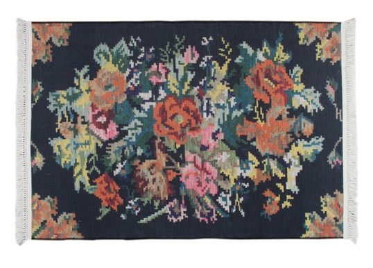 Covor Eko rezistent, 1502 - Black, 100% poliester, 75 x 150 cm