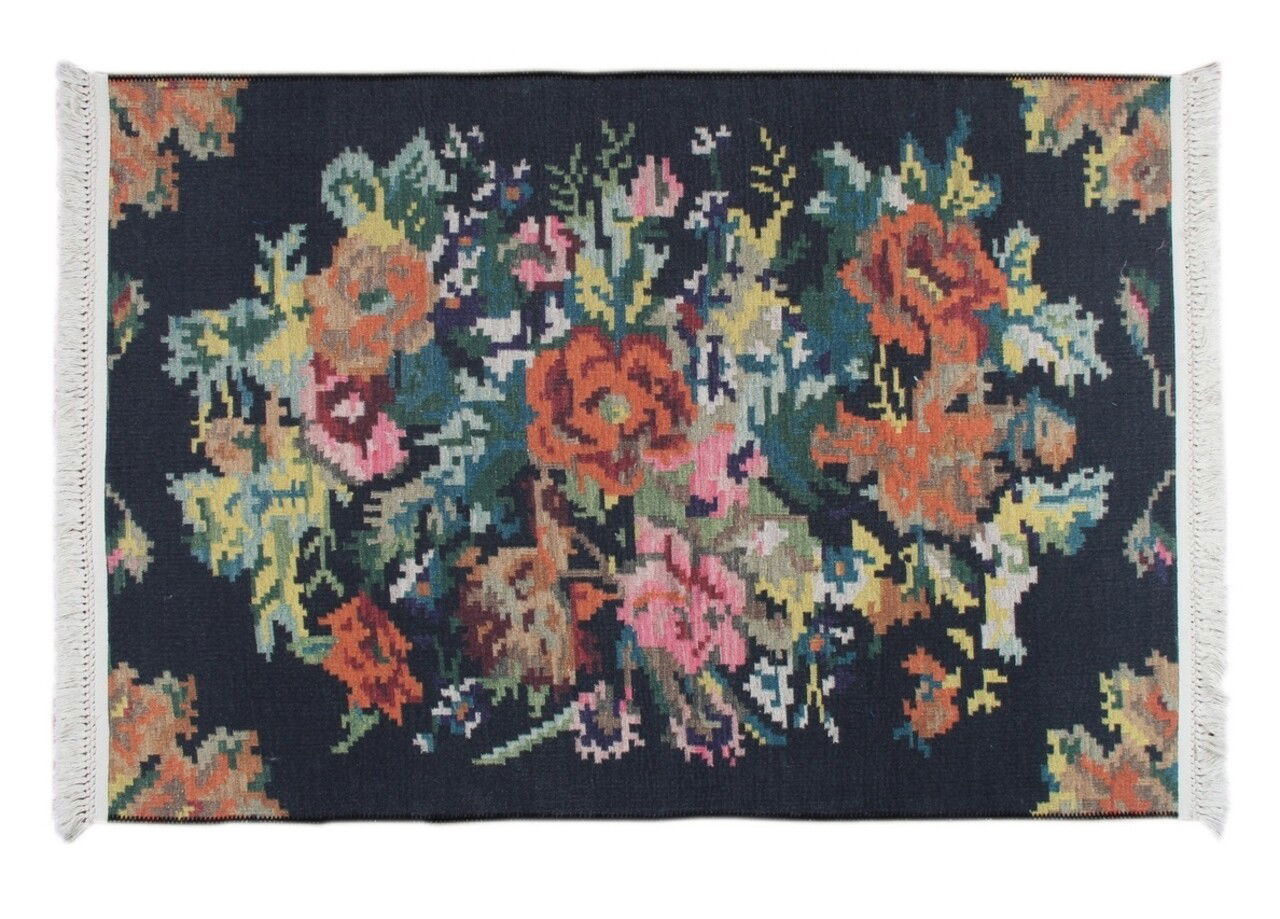 Covor Eko rezistent, 1502 - Black, 100% poliester, 120 x 180 cm