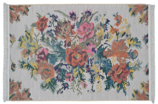 Covor Eko rezistent, 1502 - White, 100% poliester, 75 x 300 cm