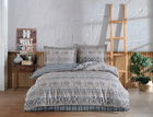 Lenjerie de pat dubla King (FR), L'essentiel Maison, Sufi İkat v2, Bej / Albastru