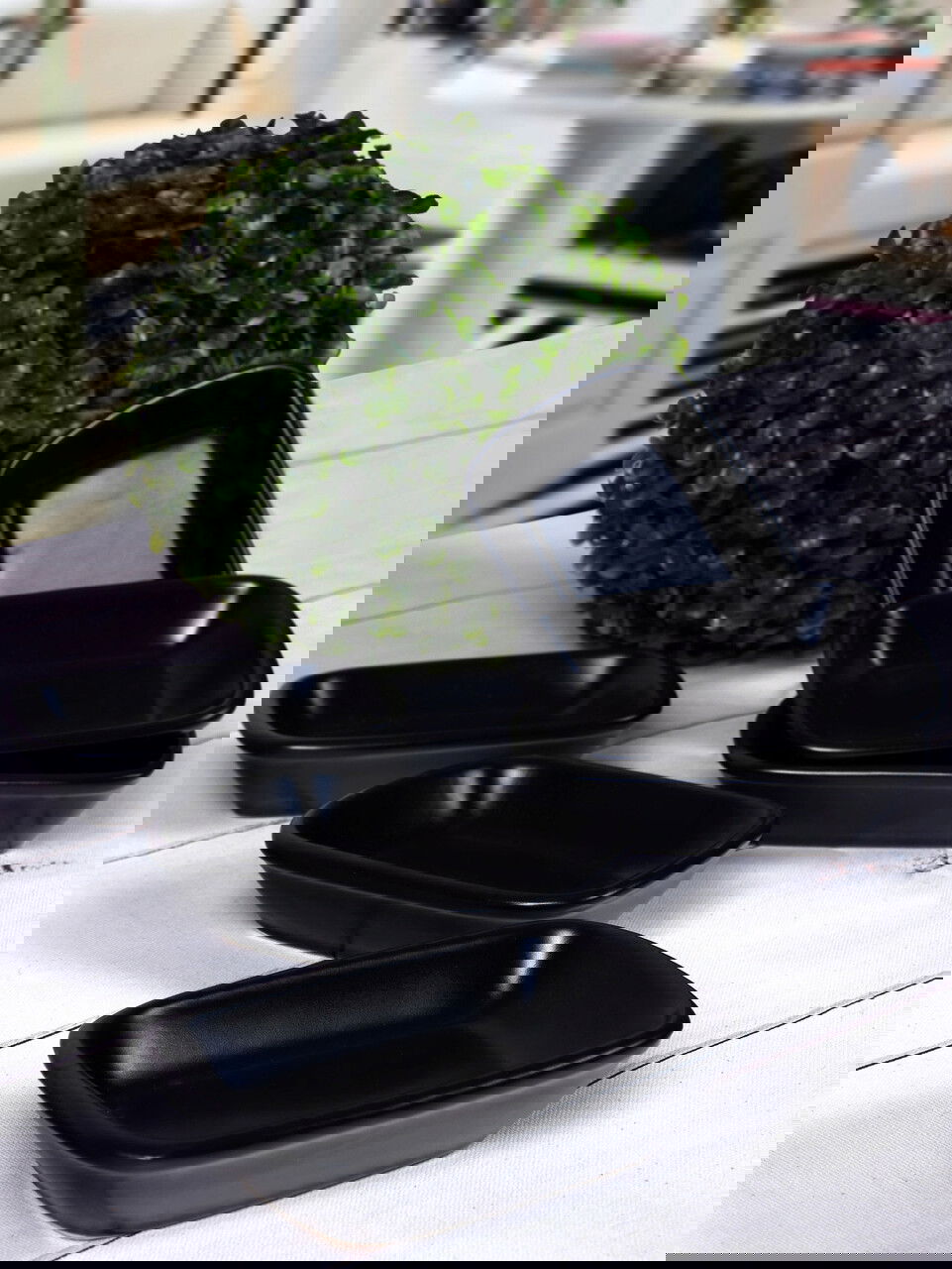 Set platouri servire, Keramika, 275KRM1472, Ceramica, Negru mat