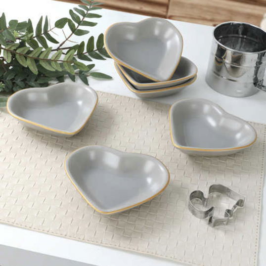 Set boluri pentru aperitive, Keramika, 275KRM1675, Ceramica, Gri deschis/Auriu