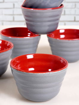 Set boluri, Keramika, 275KRM1485, Ceramica, Gri/Roșu