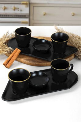Set cesti de cafea, Keramika, 275KRM1196, Ceramica, Aur/Negru