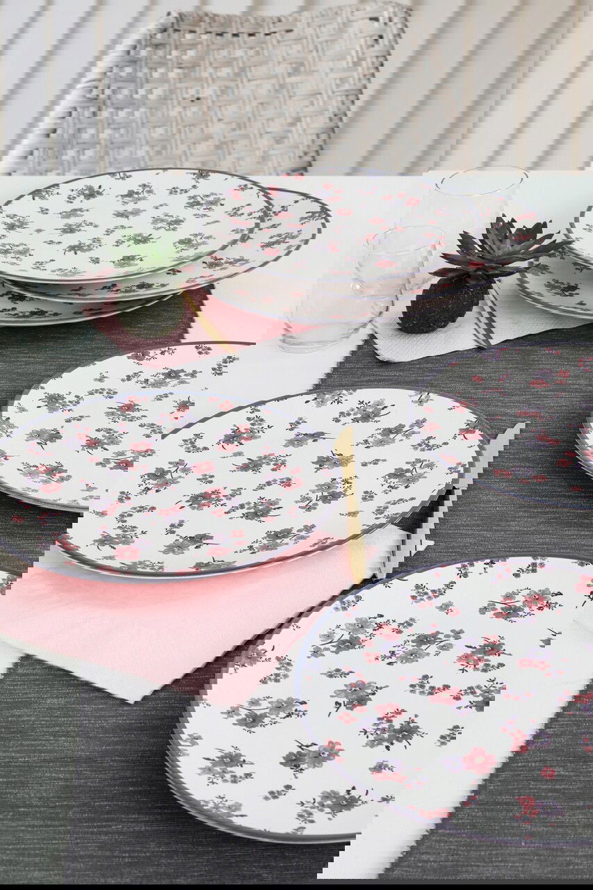 Set platouri servire, Keramika, 275KRM1709, Ceramica, Alb/Roz