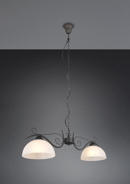 Lustra Country, RL, 82x25x150 cm, 75W, 2x E27, metal, negru/alb