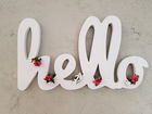 Decoratiune de perete, Xmas Hello, 40x2x20 cm, Placaj, Alb