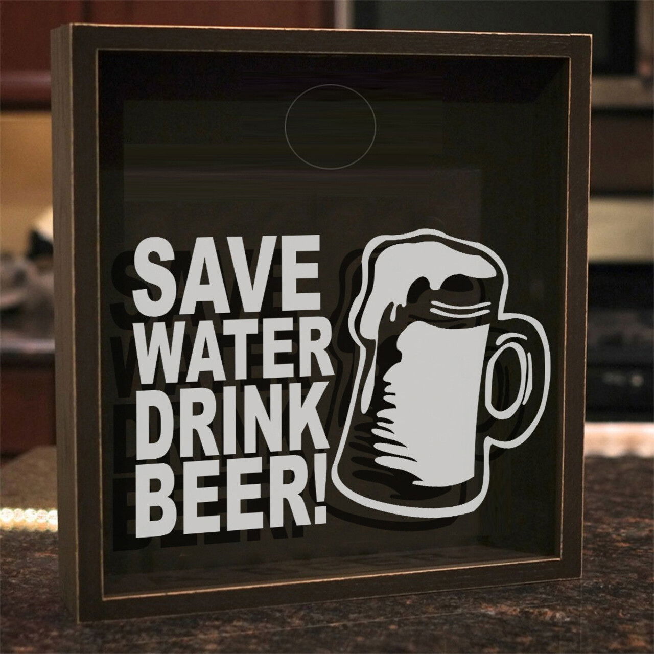 Pusculita, GAD044, 22x22x6 cm, Lemn, Maro/Alb