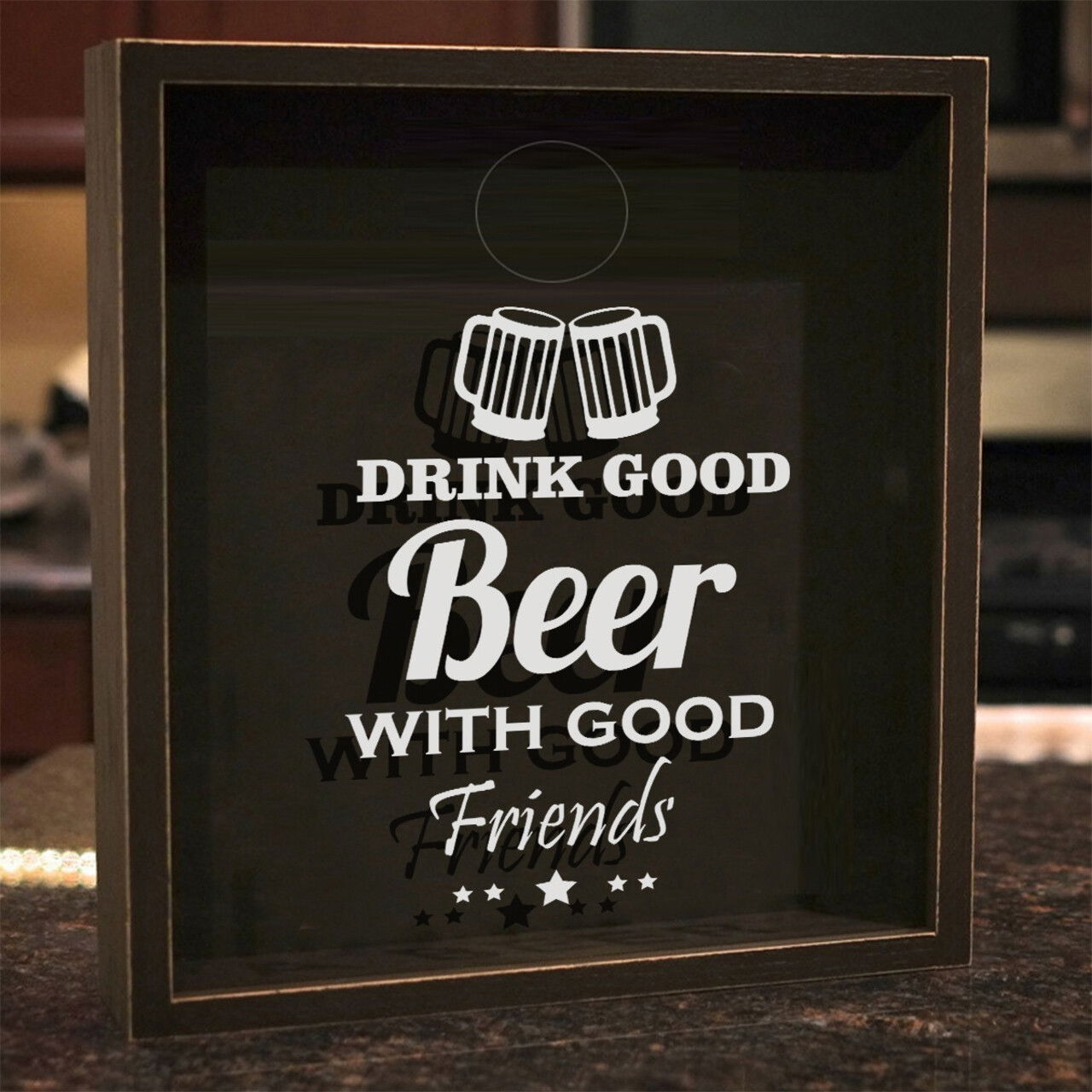 Pusculita, GAD049, 22x22x6 cm, Lemn, Maro/Alb