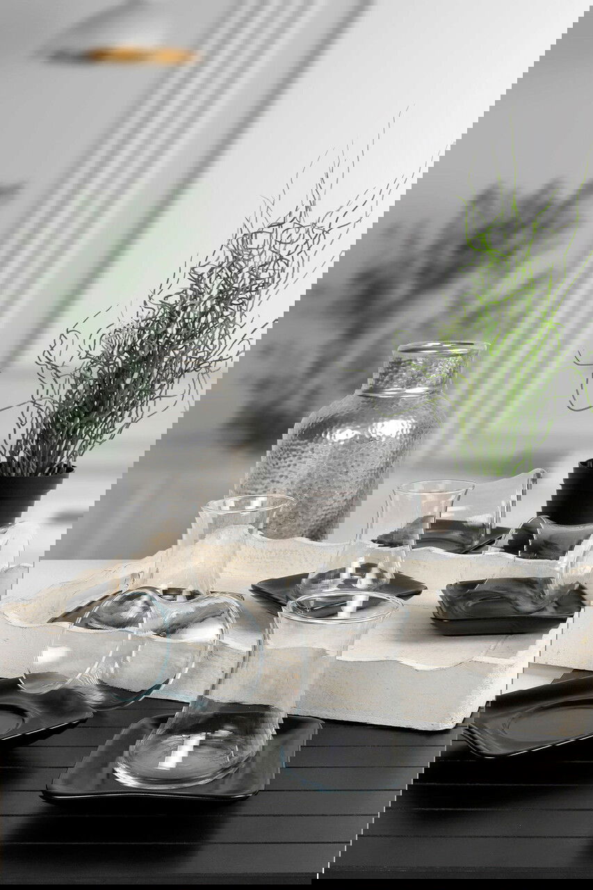 Set pahare pentru ceai, Hermia, 275KRM1646, Dishwasher - safe up to 50 °C / Microwave - not safe, Negru/Transparent