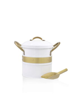 Cos depozitare, Hermia, 280TMA1654, Nu este potrivit pentru mașina de spălat vase / Nu este potrivit pentru cuptorul cu microunde, Alb/Auriu