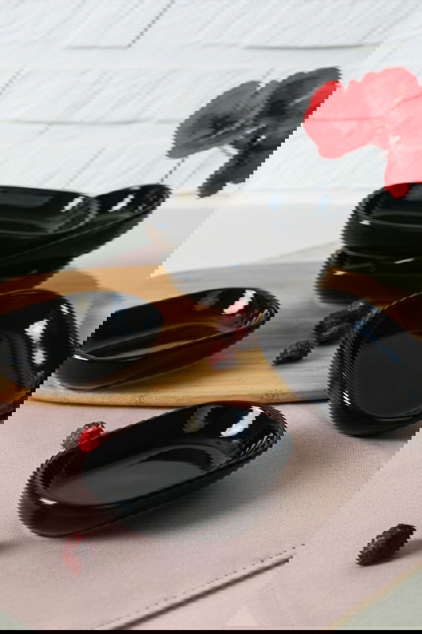 Set platouri servire, Keramika, 275KRM2195, Ceramica , Nu absoarbe apa, Negru