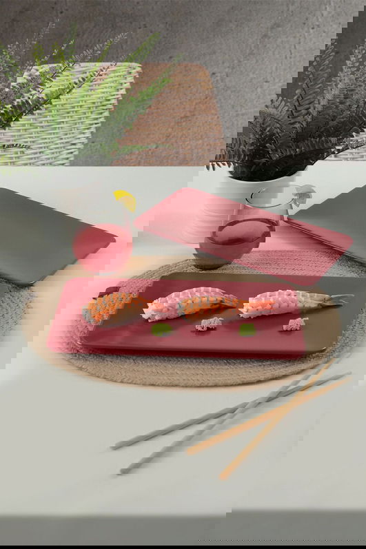 Set platouri servire, Keramika, 275KRM1897, Ceramica , Antibacterian, Rosu