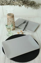 Set platouri servire, Keramika, 275KRM2150, Ceramica , Nu absoarbe apa, Gri Mat