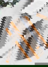 Set ustensile salata, Mia - Kitchenware, 280TMA1898, 100% MARMURA, Galben/Alb