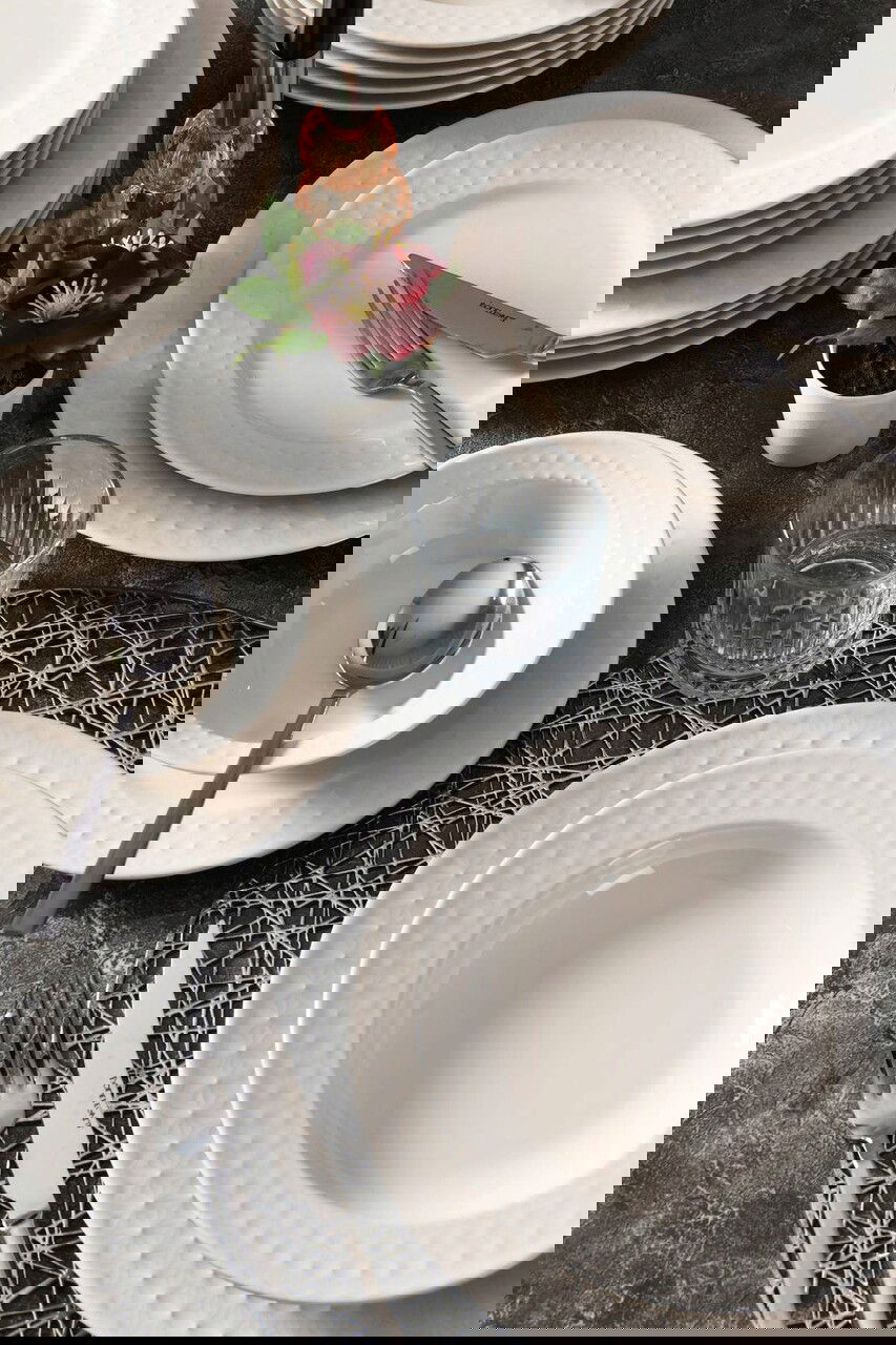 Serviciu de masa, Beros, 973BRS3171, Portelan , Farfurie intinsa 25 cm, Crem