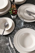 Serviciu de masa, Beros, 973BRS3171, Portelan , Farfurie intinsa 25 cm, Crem