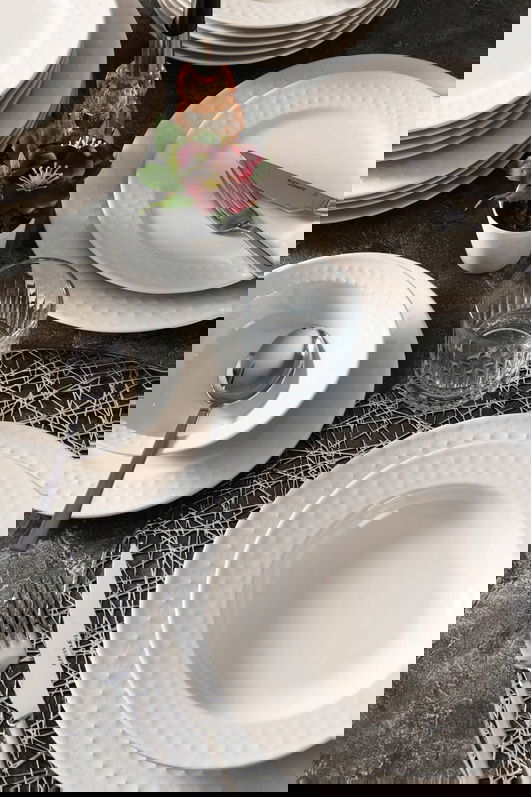 Serviciu de masa, Beros, 973BRS3171, Portelan , Farfurie intinsa 25 cm, Crem