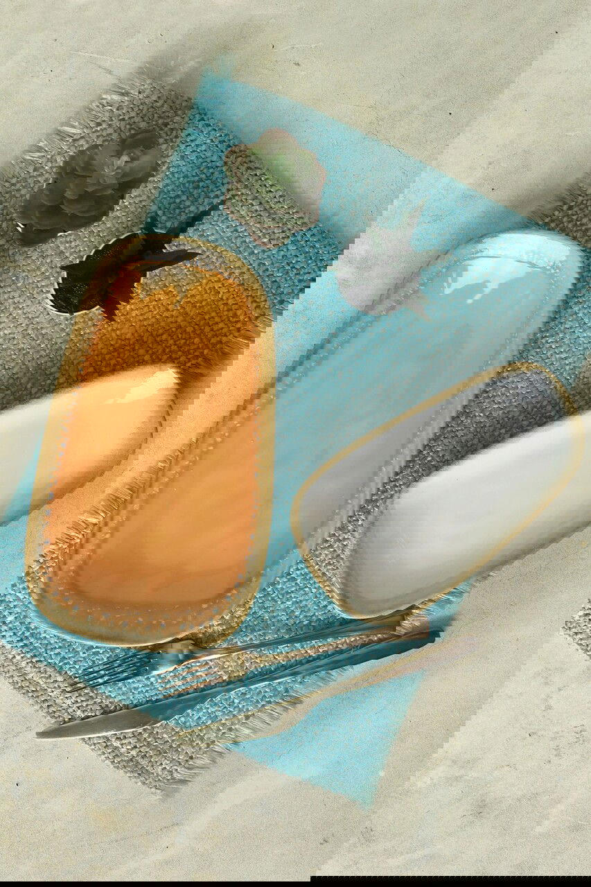 Set platouri servire, Keramika, 275KRM2230, Ceramica , Nu absoarbe apa, Muștar / Cremă