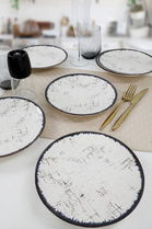 Set farfurii pentru desert, Keramika, 275KRM1264, Ceramica , 20 cm, 6 piese, Crem/Negru