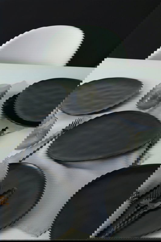 Set farfurii, Keramika, 275KRM2167, Ceramica , Nu absoarbe apa, Negru mat