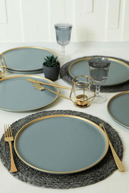 Set platouri servire, Keramika, 275KRM2162, Ceramica , Nu absoarbe apa, Verde