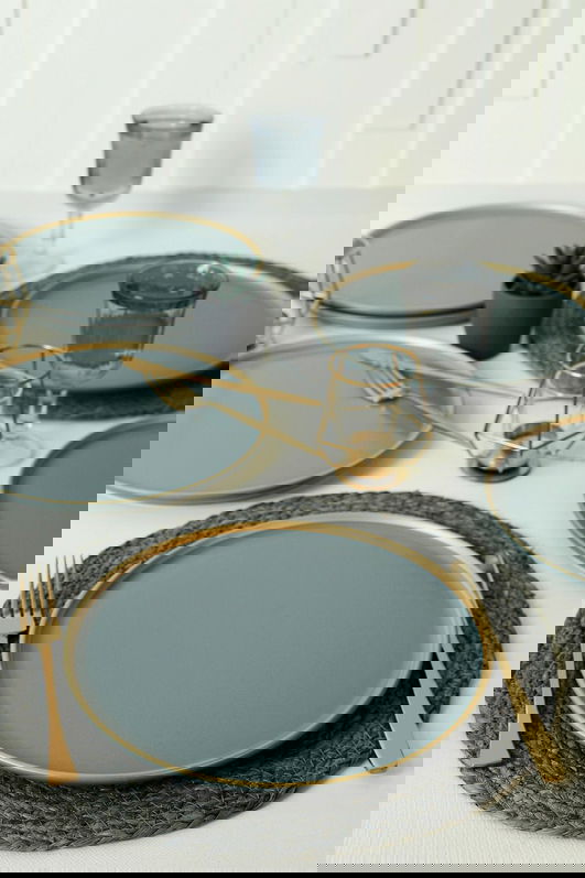 Set platouri servire, Keramika, 275KRM2162, Ceramica , Nu absoarbe apa, Verde