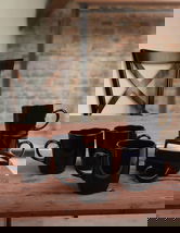 Set cani, Keramika, 275KRM1243, Ceramica , Dimensiune: 9 cm / 300 ml (6 bucăți), Negru